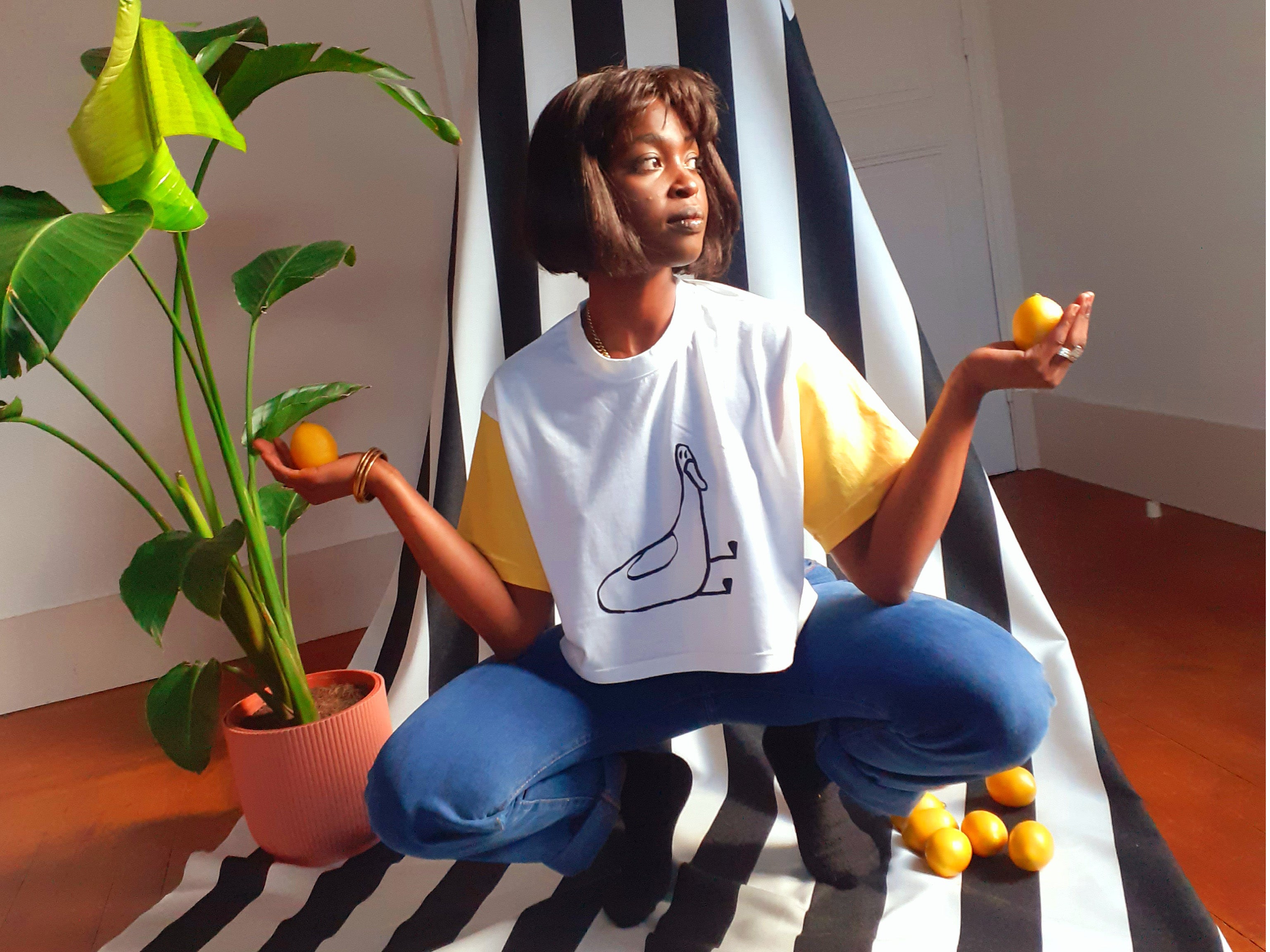 T-shirt Canard-Manches Colorées