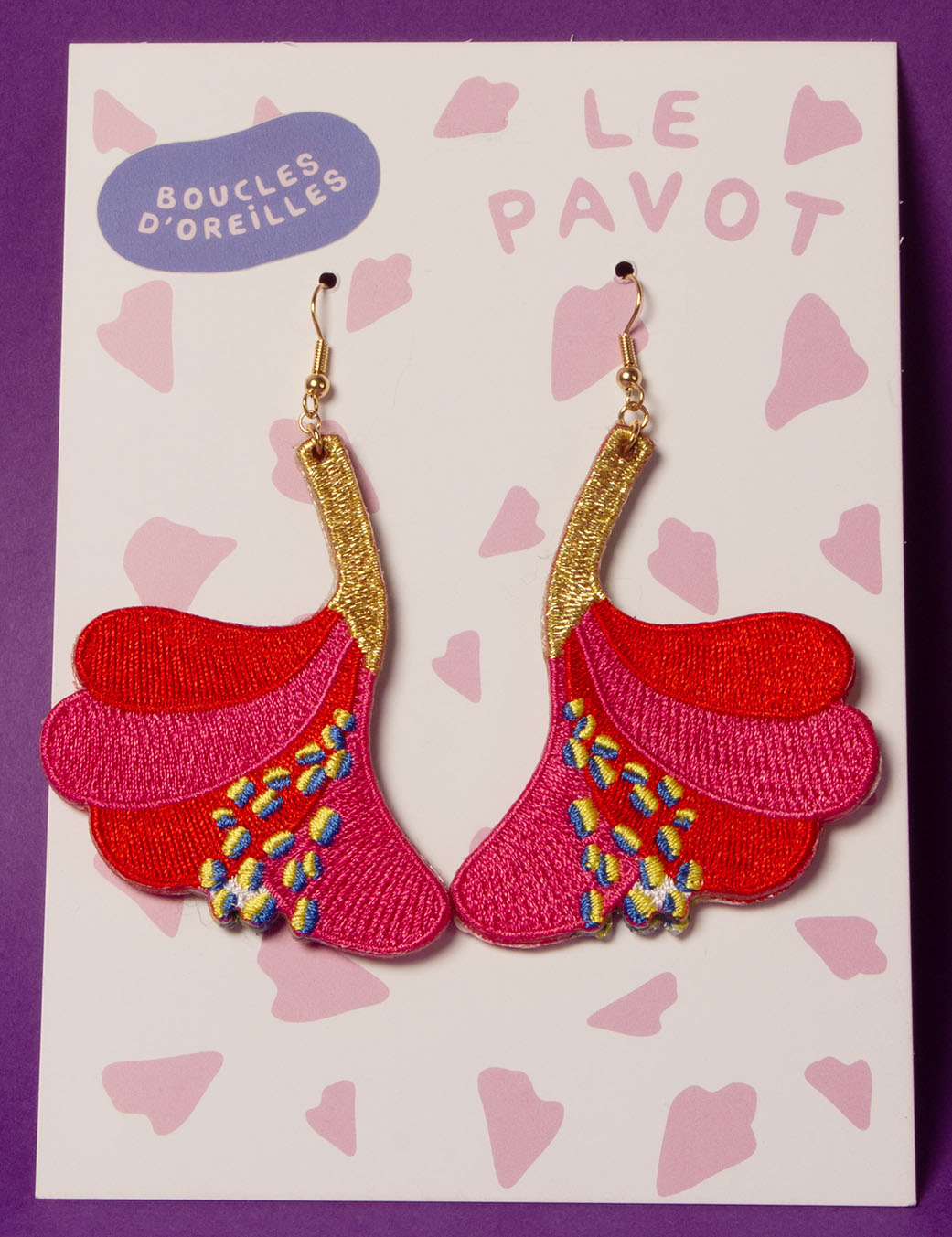 LE PAVOT - patch thermocollant, broche, boucles d'oreilles